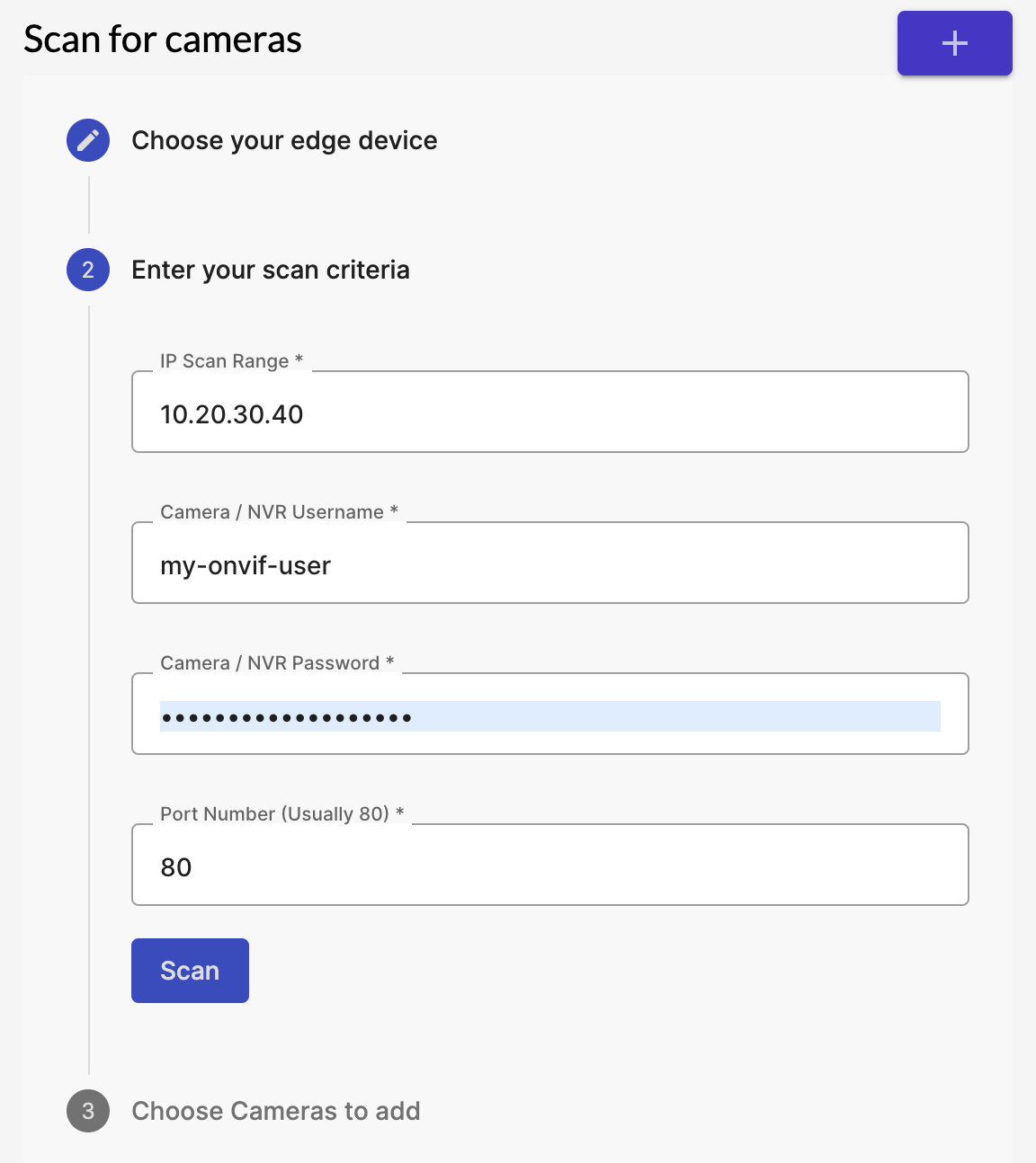 Filling out ONVIF Information